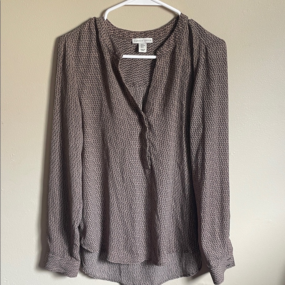 Carole Little Textured Blouse - Brown​